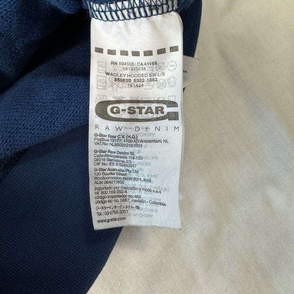 G-Star RAW Originals Women's Long Sleeve Button V-Neck Pullover Hoodie Blue M - Picture 7 of 16